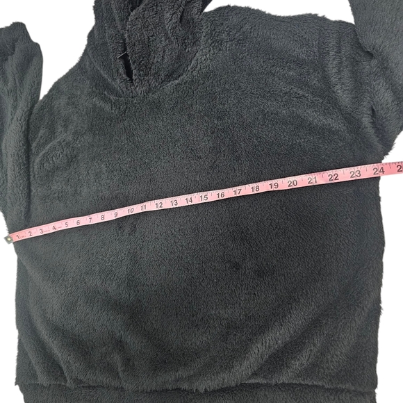 SHEIN MOOSTA Drop Shoulder 3D Ear Teddy Hoodie, Size Large, black - Picture 5 of 7